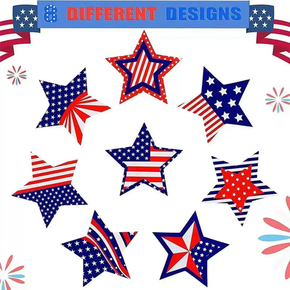 Patriotic Label Star American Flag Stickers, 500 Pcs 1.5-inch, 4th of July & Memorial Day