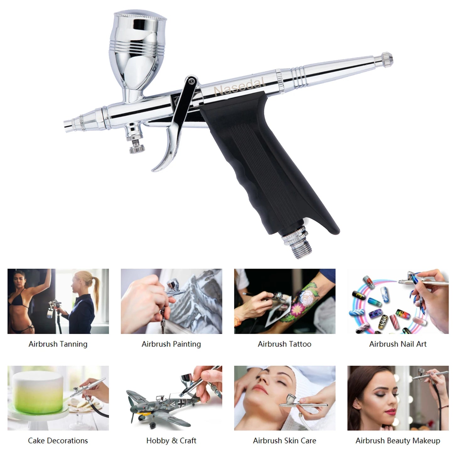 Nasedal 0.3mm 0.5mm 0.8mm Double Action Airbrush Spray Gun 2cc 5cc 13cc for Gundam Model Painting Nail Art DIY Decor NT-116B