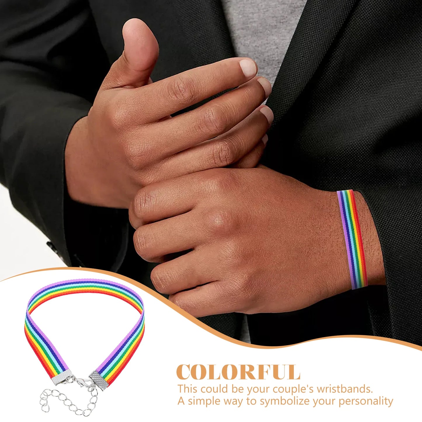 2pcs Rainbow Pride Bracelet Wristband Rope Woven Friendship For Men Lgbtq Cause Support Parties Unisex Trendy