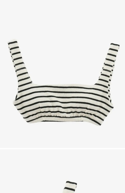 Korean Style Summer Stripe Women High Waisted Swimwear Female Push Up Swimsuit 2024 Swimming Bathing Suit Bikini Set Beach Wear