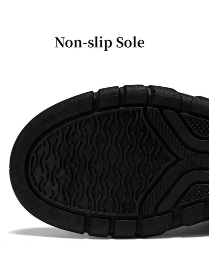 Original Black Leather Ankle Boots For Men Outdoor Non-slip Work Boots Men's Motorcycle Boots Platform High Top Bikers Shoes Man