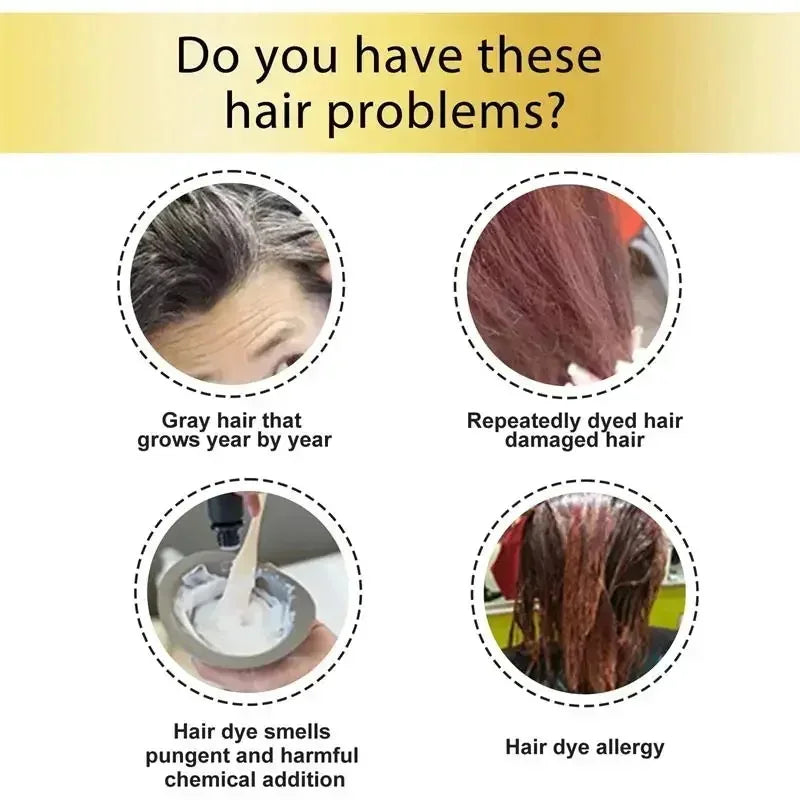 Natural Herbal Hair Dye Shampoo 3 in 1 Hair Color Shampoo Non-irritating Lasting Repair Nourish Gray White Hair Care Women Men
