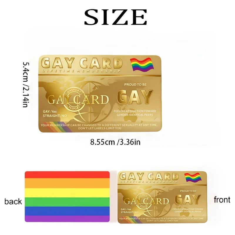 Gay Pride Lifetime Membership Cards Decorative PVC Non Sticker High End Golden Rainbow, PVC Material for LGBT Community Gift