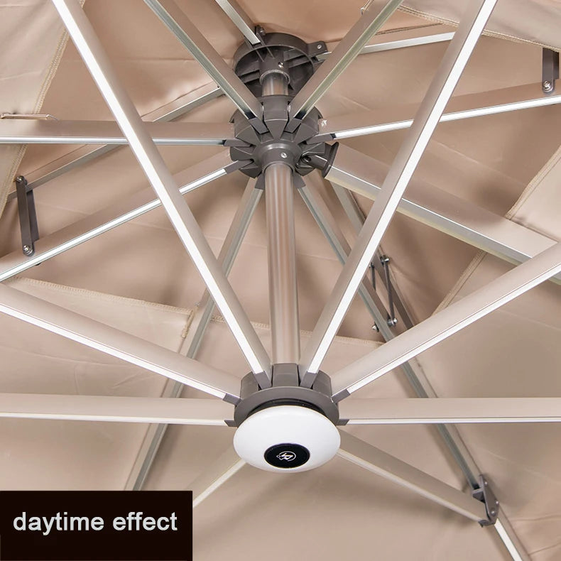 Led Big Size Umbrella Parasol Metal 3M Dia Solar Panel Patio Restaurant Umbrella Outdoor Garden Nature Wholesale Beach Umbrellas