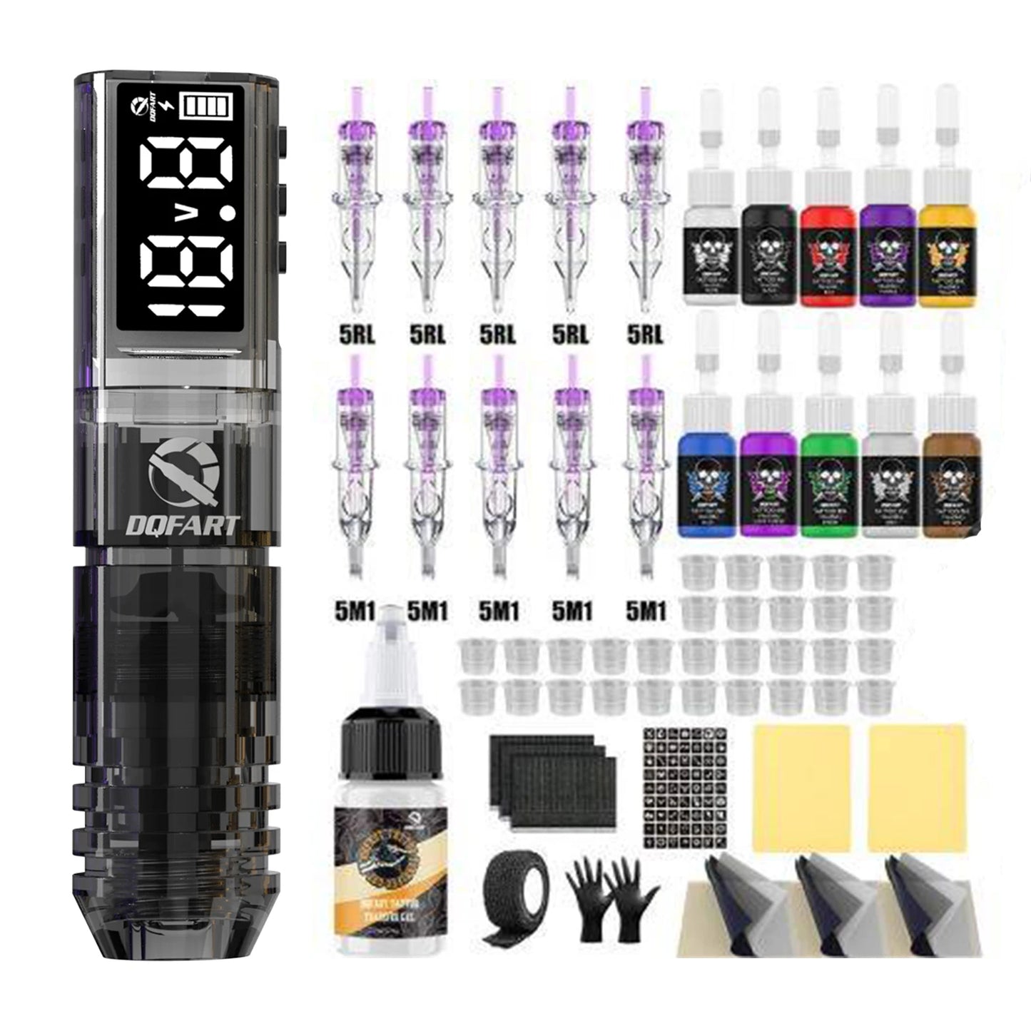 DQFART New Wireless Tattoo Machine Kit Tattoo Needles Tattoo Ink Cups Tattoo Pen Suitable for Tattoo Beginners Tattoo Artists