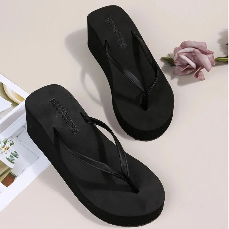 Summer Wedge Flip Flops for Women 2025 Fashion Clip Toe Platform Slippers Woman Lightweight Thick Bottom Non Slip Beach Sandals