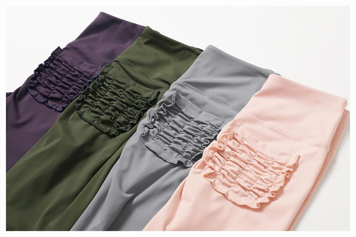 High Waist Hip Lift Naked Yoga Pants Running Fitness Wide Leg Flared Pants Casual Sports Pants Leggings Sport Women Fitness