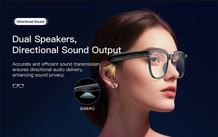 Amovan 2026 Smart Glasses AI 4K UHD 8MP 800W Camera Video Call Translation Voice Assistant Music Smart Glasses Detachable Lens