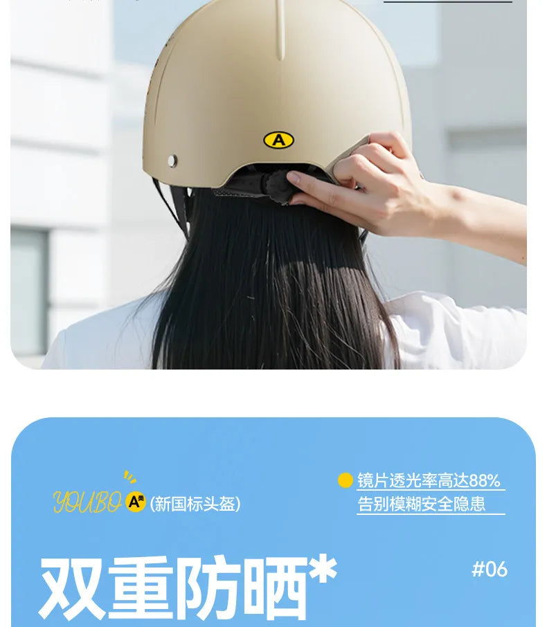 Breathable Summer Motorcycle Helmet 3C Certified Lightweight Baseball Cap Style Unisex Half Helmet