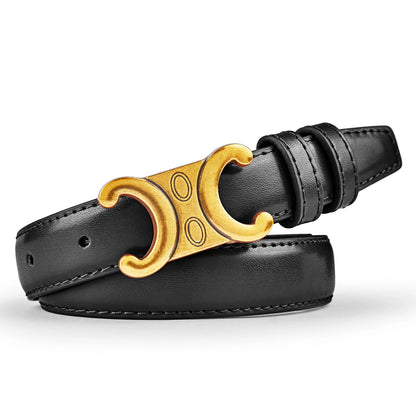 Luxury Women's Belt, Gold Buckle, Genuine Leather Belt, Fashion Style  Match with Jeans, Skirts, Top Quality Belt for Women