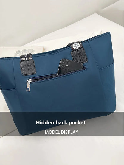 Flower embroidery fashionable oxford cloth handbag large capacity shoulder bag waterproof handbag large canvas bag