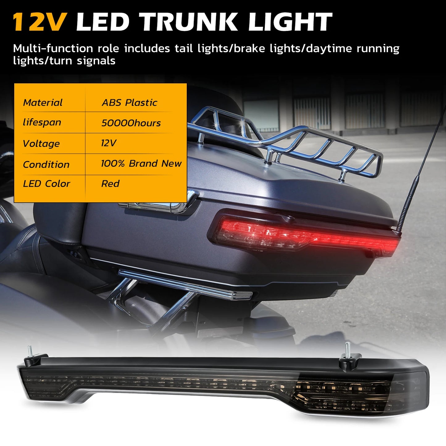 Motorcycle Tour-Pak King Rear LED Light Tour Pack Brake Turn Signals Tail Lamp For Harley Touring Road Electra Glide Ultra 2014