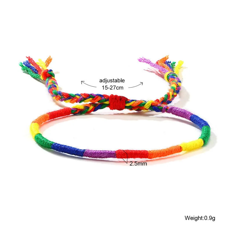 LGBT Bracelet Braided Friendship Bracelets Stylish Hand Woven Bracelet Rainbow Adjustable Size Pride Wristbands