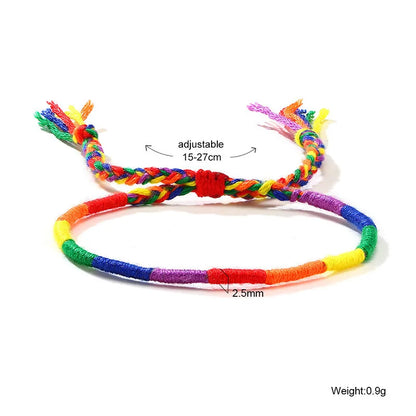 LGBT Bracelet Braided Friendship Bracelets Stylish Hand Woven Bracelet Rainbow Adjustable Size Pride Wristbands