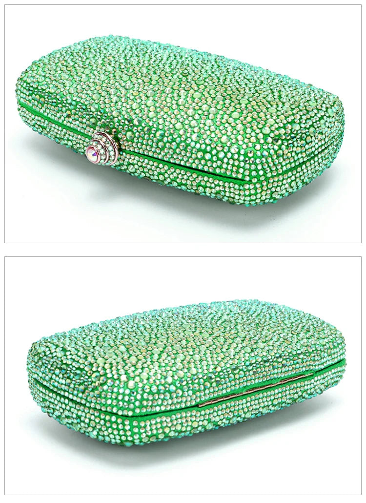 Evening Clutch Bags Green Bridal Clutches Bags Crystal Bridal Stones Purse Lady  Party Wedding Rhinestone Women Shoulder Handbag