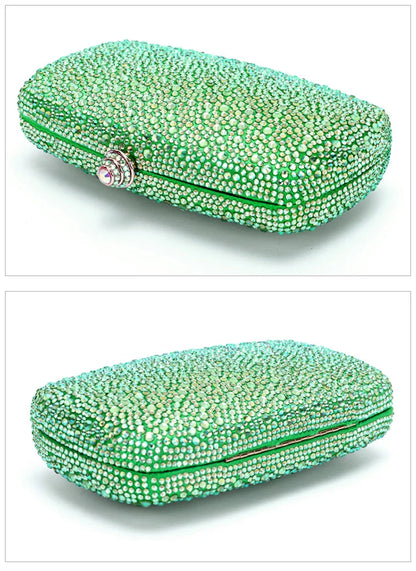 Evening Clutch Bags Green Bridal Clutches Bags Crystal Bridal Stones Purse Lady  Party Wedding Rhinestone Women Shoulder Handbag