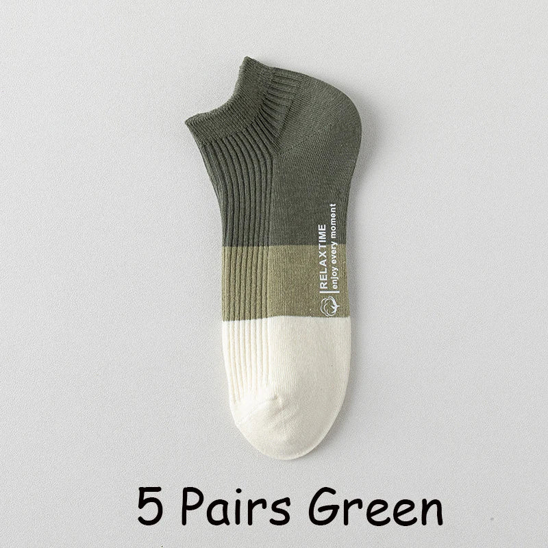 5 Pairs Men Cotton Ankle Socks Low Cut Breathable Comfortable Soft Thin Casual Sports Fashions Non-Slip Women Boat Short Socks