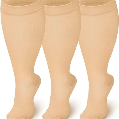 2XL-7XL Plus Size 20-30 mmHg Compression Socks for Women Men Wide Calf Extra Large Knee High Flight Sock for Circulation Support