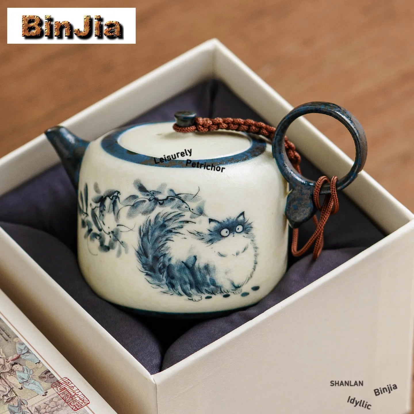 102ml Hand Painted Cat Teapot Ancient Tea Infuser Pot Household Tea Maker Kettle With Filter Dahongpao Drinkware Supplies Craft