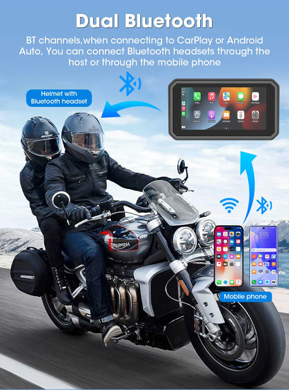 6.25 Inch Portable Quick Disassembly Motorcycle Carplay Android Auto GPS for Moto Navigation IP67 Waterproof IPS Display TPMS