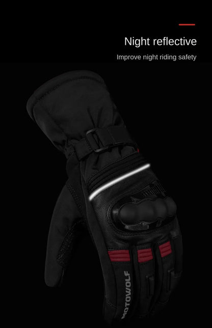 Motowolf Winter Motorcycle Riding Gloves Waterproof Leather Warm Riding Protection Gear for Motorcyclists gp Sports Accessories