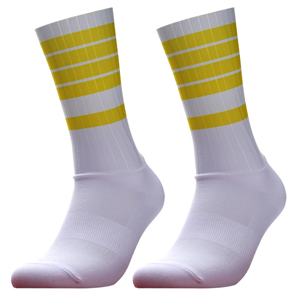 Cycling 2024 Anti Slip Whiteline Silicone Summer Aero Socks Socks Men Bicycle Sport Running Bike Socks Calcetines Ciclismo