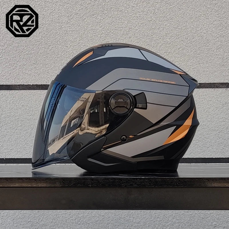 ORZ Motorcycle Helmet Half Face Double Lens Moto Four Seasons Men Women Street Fashion Helmet Capacete De Moto Safety