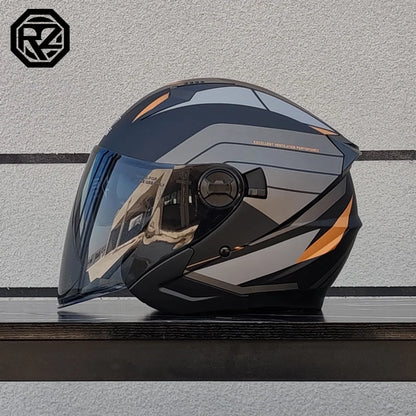 ORZ Motorcycle Helmet Half Face Double Lens Moto Four Seasons Men Women Street Fashion Helmet Capacete De Moto Safety