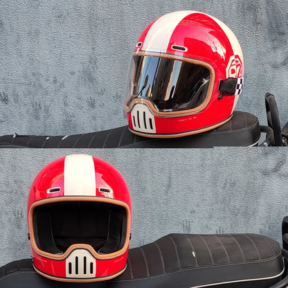 ORZ Retro Full Helmet Motorcycle Motorcycle Helmet Four Seasons Couple Street Bike Helmet Riding