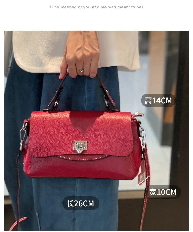 luxury handbags female crossbody bags Vintage Genuine leather one piece shoulder bag small square bag for women cowhide Blue bag