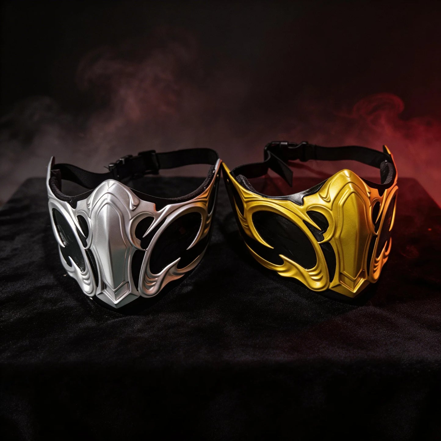 Mortal Kombat Mask Cosplay Sub-Zero Scorpion Half Face Resin Masks Halloween Carnival Dress Up Party Costume Props Deluxe