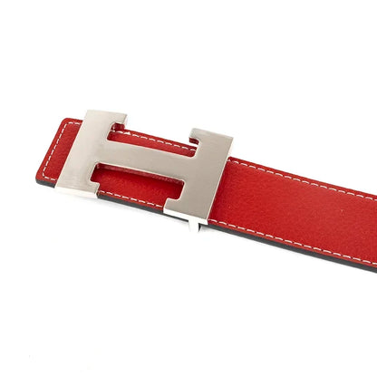 Red Luxury Designer Brand Cowhide H Belt Men High Quality Women Genuine Real Leather Dress Cowhide Strap for Jeans Waistband