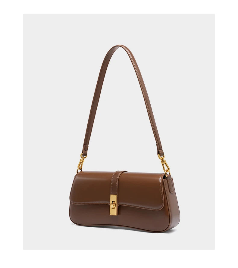 Toptrends Elegant Genuine Leather Underarm Shoulder Bags For Women 2025 Luxury Designer Crossbody Purses Saddle Ladies Handbags
