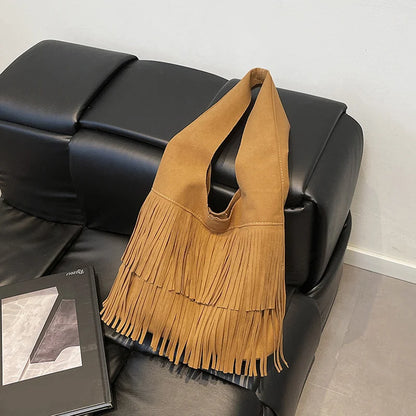 Suede Tassel High Quality Faux Shoulder Bags Fashion Large Capacity Sense of Luxury Popularity Women's Tote Bags Casual New
