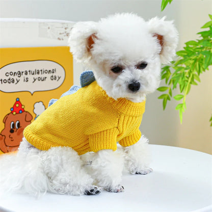 Halloween Party Pet Dog Clothes Dinosaur Shaped Dark Green Lovely Sweaters Cat Outfits Warm Knitted Cosplay York Kitten Clothing