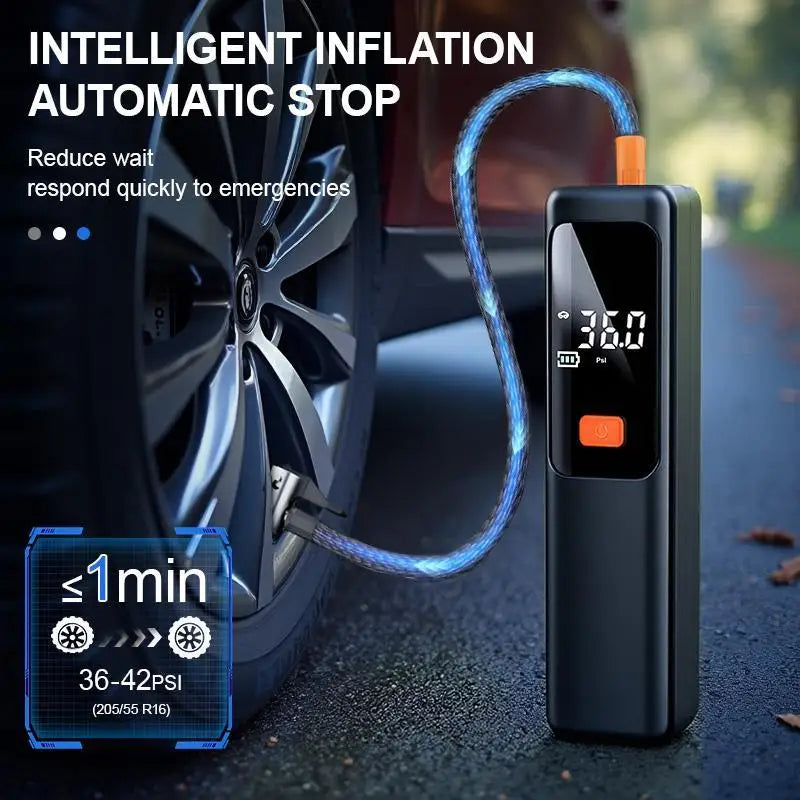 Wireless Portable 150PSI Tire Inflator Electric Air Pump Rechargeable Digital Pressure Gauge Auto Shutoff LED Light for Car Bike