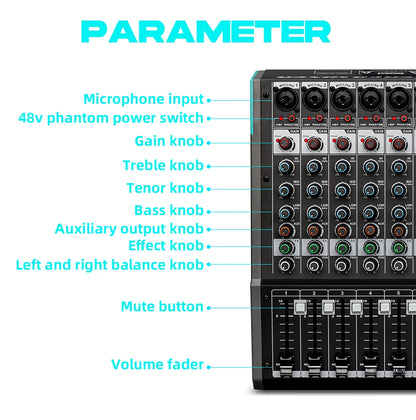 TKLBLS L12 mixer Professional 12 channel USB DJ PC 99 DSP effect  Bluetooth 48V party performance