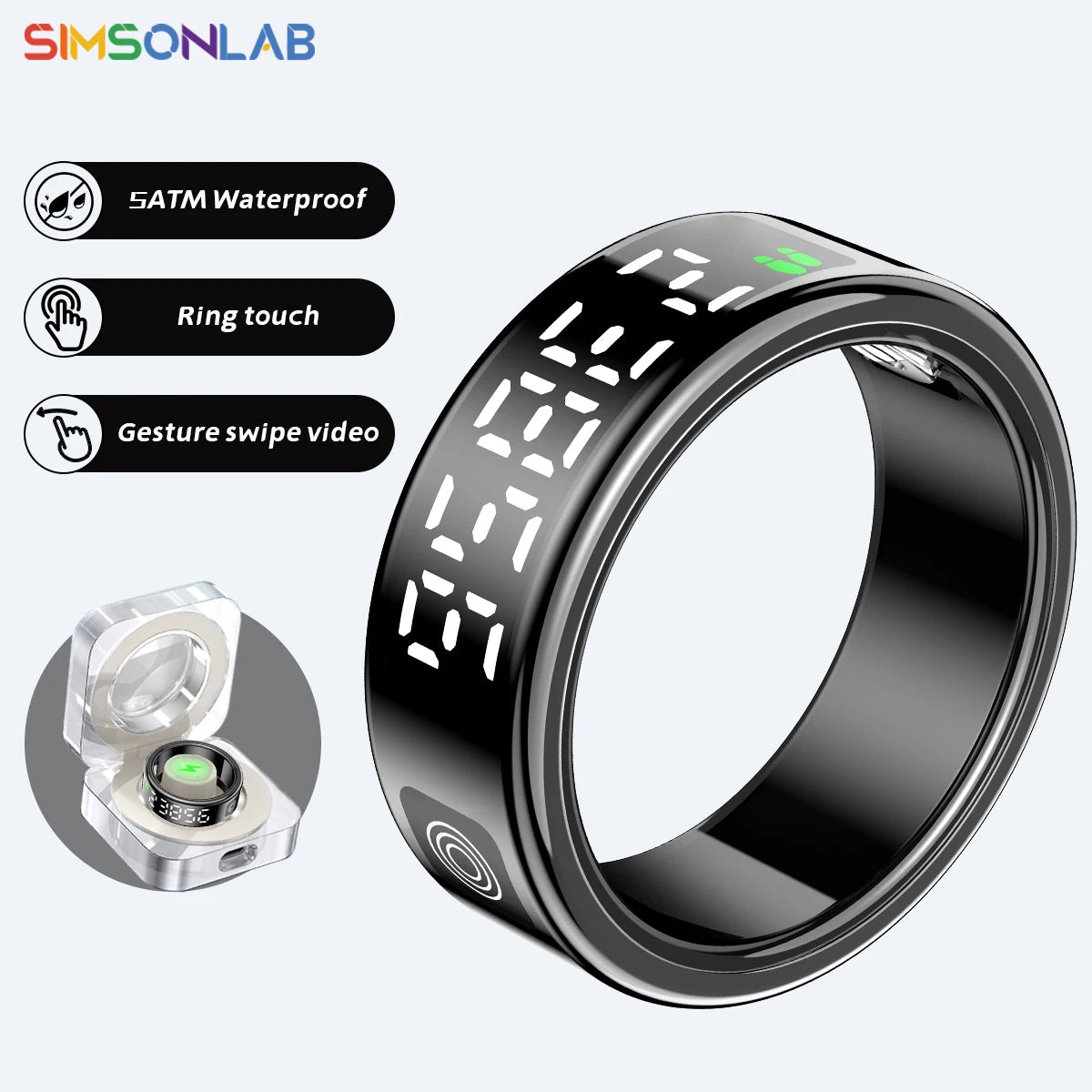 2026 New Smart Ring Display Screen Gestures Brush Video 5ATM Waterproof  Remote Camera Blood Pressure Monitoring For Men Women
