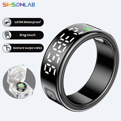 2026 New Smart Ring Display Screen Gestures Brush Video 5ATM Waterproof  Remote Camera Blood Pressure Monitoring For Men Women