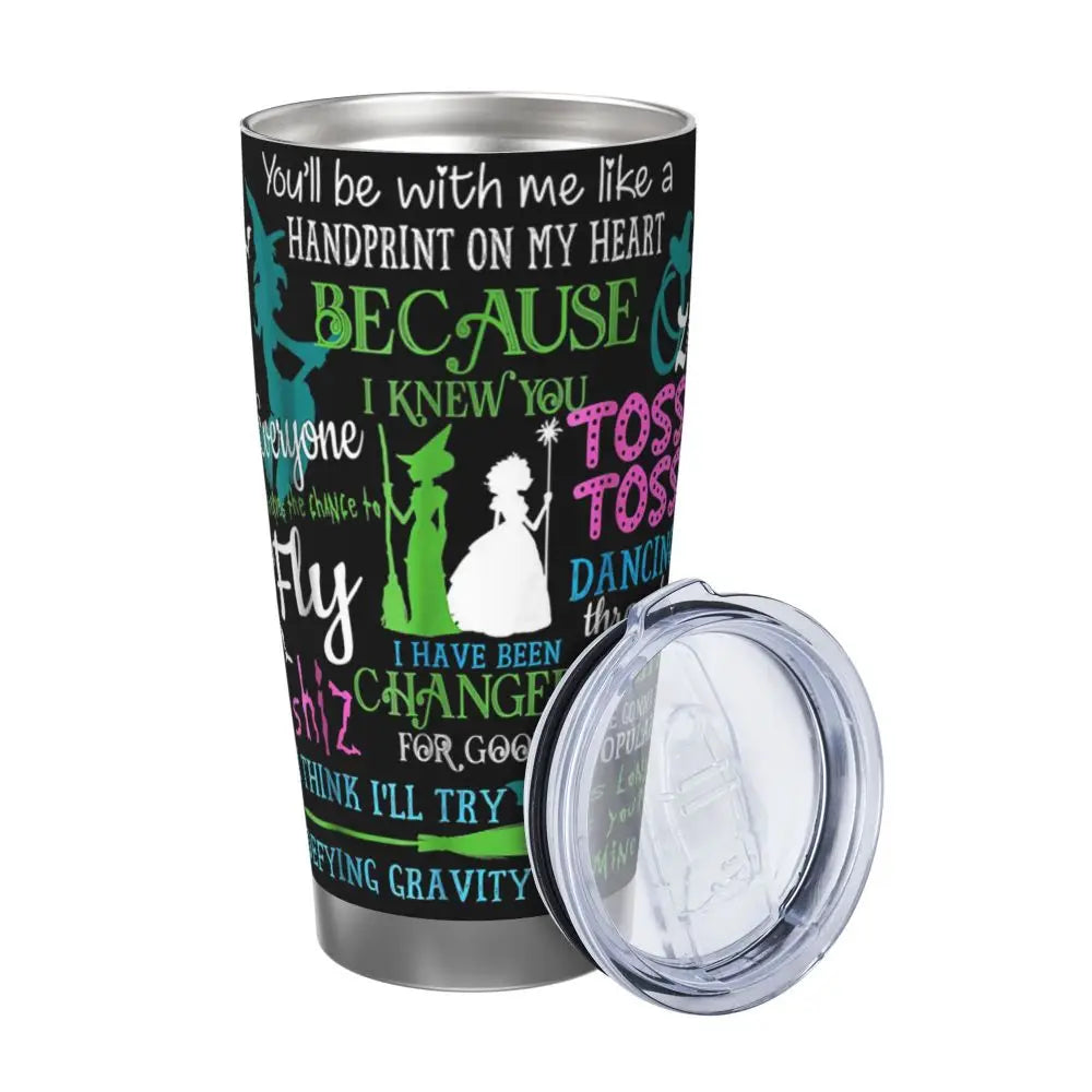 Halloween Wicked Musical Stainless Steel Tumbler Vacuum Insulated Mugs Thermal Cold Bottle Straw With Lid 20oz