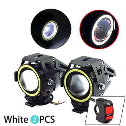 125W U7 LED Auxiliary Motorcycle Angel Eyes Headlight Explorers DRL Spotlights Bright LED Bicycle Lamp Accessories Foggers