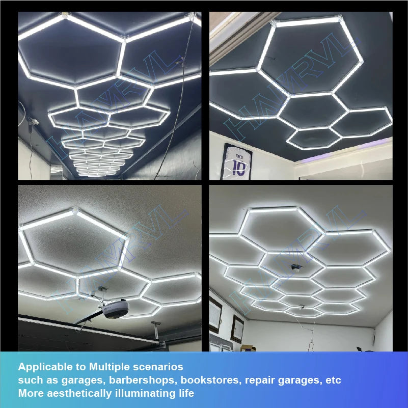 Hexagon Dimmable LED Ceiling Light Modern Honeycomb Panel with 3-Level Dimming 100%/50%/20% for Living Room Bedroom Salon Garage