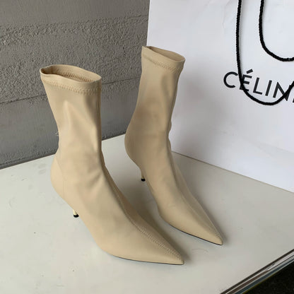 Eilyken New Spring Autumn Stretch Fabric Women Ankle Boots Sexy Pointed Toe High Heels Fashion Female Socks Pumps Shoes