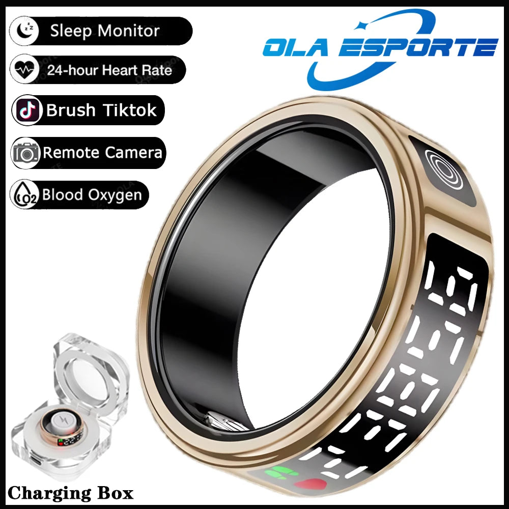Display Screen Smart Ring Bluetooth Connection Heart Rate Sleep Monitoring Multi-function Ring Multiple Sports Modes Waterproof