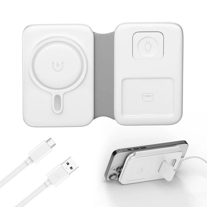 15W Magnetic 3 in 1 Wireless Charger Station Foldable Fast Charging  Type-C For iPhone 17 16 15 14 Xiaomi SAMSUNG iWatch AirPods