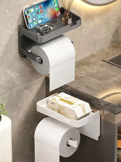 Toilet Storage Case Bathroom Tissue Box No-Drill Paper Rack Small Organizer Household Items Durable Stand Tissue Box Holder