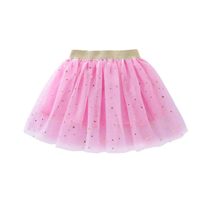 Children's Skirts For Girls Summer Cotton Lace Baby Mini Tutu Skirts Stars Glitter Dance Sequin Birthday Party Skirt for Kids