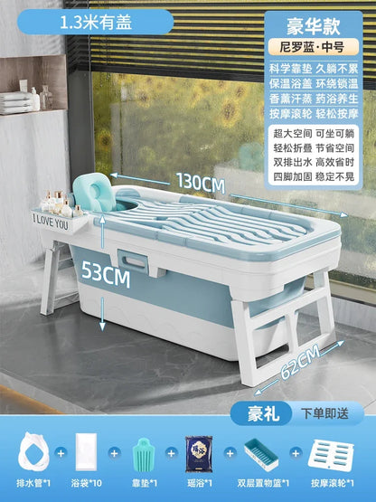 Portable Folding Bathtub for Adults hot Bath Spa Plastic Bathtubs Children Swimming pool Bucket Sauna Lid Cover House Bath Tub