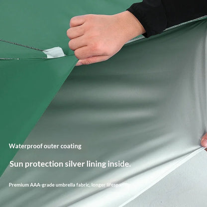 Double Layer UV Sun Shade Outdoor Patio Umbrella Commercial Market Stall Silver Coated Waterproof Heavy Duty Base Outdoor