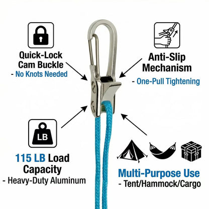 2-6 Set Rope Tying Tool and Tensioner with Roller Tensioner Retractable Buckle with Accessory Rope Suitable for Camping